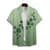 Ombre Lucky Clover Print St. Patrick's Day Mini Dress And Short Sleeve Shirt Matching Outfit - Vert clair S | US 4