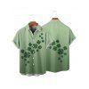 Ombre Lucky Clover Print St. Patrick's Day Mini Dress And Short Sleeve Shirt Matching Outfit - Vert clair S | US 4