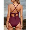 Maillot de Bain Découpé Côtelé Sanglé avec Nœud Papillon Une-Pièce - Rouge foncé XL | US 10