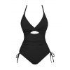 Maillot de Bain Découpé Côtelé Sanglé avec Nœud Papillon Une-Pièce - Noir XL | US 10