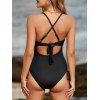 Maillot de Bain Découpé Côtelé Sanglé avec Nœud Papillon Une-Pièce - Noir XL | US 10