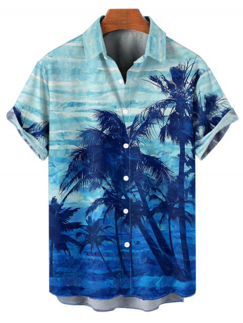 Chemise de Vacances Teintée Cocotier Imprimé à Manches Courtes