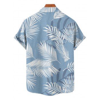 Hawaii Vacation Tropical Leaf Print Flutter Sleeve Split Hem Midi Dress And Short Sleeve Shirt Matching Outfit