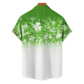 St. Patrick's Day Lucky Clover Print Belted Mini Dress And Short Sleeve Shirt Matching Outfit