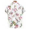 Chemise de Vacances Fleur Imprimée Boutonnée à Manches Courtes - Blanc 5XL