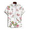 Chemise de Vacances Fleur Imprimée Boutonnée à Manches Courtes - Blanc 5XL