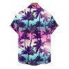 Chemise de Vacances Paysage de Palmier et Coucher du Soleil Imprimés à Manches Courtes - multicolor A 5XL