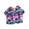 Chemise de Vacances Paysage de Palmier et Coucher du Soleil Imprimés à Manches Courtes - multicolor A 5XL