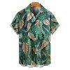 Chemise de Vacances Feuille Tropicale Imprimée Partout à Manches Courtes - Vert profond 5XL