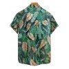 Chemise de Vacances Feuille Tropicale Imprimée Partout à Manches Courtes - Vert profond 5XL