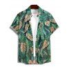 Chemise de Vacances Feuille Tropicale Imprimée Partout à Manches Courtes - Vert profond 5XL