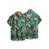 Chemise de Vacances Feuille Tropicale Imprimée Partout à Manches Courtes - Vert profond 5XL