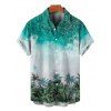 Chemise de Vacances de Plage Arbre Imprimé Boutonnée à Manches Courtes - Vert clair S