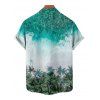 Chemise de Vacances de Plage Arbre Imprimé Boutonnée à Manches Courtes - Vert clair S