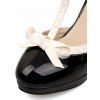 Retro T-Strap High Heels Bow Platform Round Toe Pumps Leather Sweet Shoes - Noir EU 36