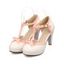 Retro T-Strap High Heels Bow Platform Round Toe Pumps Leather Sweet Shoes - Rose clair EU 43