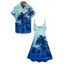 Tie Dye Coconut Tree Print V Neck Hawaii Vacation Mini Dress And Short Sleeve Shirt Matching Outfit - Bleu clair S | US 4