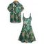 Allover Tropical Leaf Print Mini Vacation Dress And Short Sleeve Shirt Matching Outfit - Vert profond S | US 4