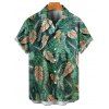 Allover Tropical Leaf Print Mini Vacation Dress And Short Sleeve Shirt Matching Outfit - Vert profond S | US 4