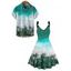 Hawaii Vacation Beach Pale TreePrint V Neck O Ring Mini Dres And Short Sleeve Shirt Matching Outfit - Vert clair S | US 4