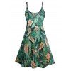 Allover Tropical Leaf Print Mini Vacation Dress And Short Sleeve Shirt Matching Outfit - Vert profond S | US 4