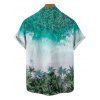 Hawaii Vacation Beach Pale TreePrint V Neck O Ring Mini Dres And Short Sleeve Shirt Matching Outfit - Vert clair S | US 4