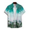 Hawaii Vacation Beach Pale TreePrint V Neck O Ring Mini Dres And Short Sleeve Shirt Matching Outfit - Vert clair S | US 4