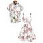 Flower Print Bowknot Ruffled Mini Dress And Short Sleeve Shirt Matching Outfit - Blanc S | US 4