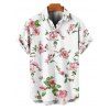 Flower Print Bowknot Ruffled Mini Dress And Short Sleeve Shirt Matching Outfit - Blanc S | US 4