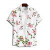 Flower Print Bowknot Ruffled Mini Dress And Short Sleeve Shirt Matching Outfit - Blanc S | US 4