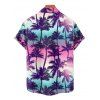 Hawaii Vacation Palm Tree Sunset Print V Neck O Ring A Line Dress And Short Sleeve Shirt Matching Outfit - multicolor A S | US 4