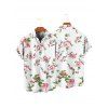 Flower Print Bowknot Ruffled Mini Dress And Short Sleeve Shirt Matching Outfit - Blanc S | US 4