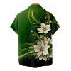 Flower Print Ruched Bust Belted St. Patrick's Day Dress And Short Sleeve Shirt Matching Outfit - Vert profond S | US 4