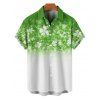 Chemise Boutonnée Ombrée Imprimée à Manches Courtes - Vert 5XL