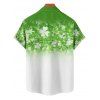 Chemise Boutonnée Ombrée Imprimée à Manches Courtes - Vert 5XL