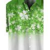 Chemise Boutonnée Ombrée Imprimée à Manches Courtes - Vert 5XL