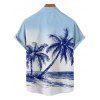 Chemise de Plage de Vacances Arbre de Palmier Imprimée Boutonnée à Manches Courtes - Bleu clair 5XL