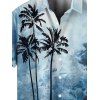 Chemise de Vacances Boutonnée Arbre de Palmier Imprimée à Manches Courtes - Bleu 5XL