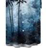 Chemise de Vacances Boutonnée Arbre de Palmier Imprimée à Manches Courtes - Bleu 5XL