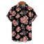 Chemise de Vacances Hawaïen Fleur et Feuille Tropicale Imprimées à Manches Courtes - Noir 5XL