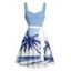 Mini Robe de Plage Hawaiien Palmier Imprimé Ceinturée - Bleu clair XXXXXL | US 20