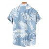 Chemise de Vacances Hawaïen Boutonnée Feuille Tropicale Imprimée à Manches Courtes - Bleu clair 5XL