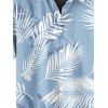 Chemise de Vacances Hawaïen Boutonnée Feuille Tropicale Imprimée à Manches Courtes - Bleu clair 5XL