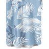 Chemise de Vacances Hawaïen Boutonnée Feuille Tropicale Imprimée à Manches Courtes - Bleu clair 5XL