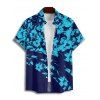 Chemise de Vacances Fleur Imprimée Boutonnée à Manches Courtes - Bleu profond S