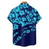 Flower Print Belted Mini Dress And Short Sleeve Shirt Vacation Matching Outfit - Bleu profond S | US 4