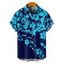 Chemise de Vacances Fleur Imprimée Boutonnée à Manches Courtes - Bleu profond XL