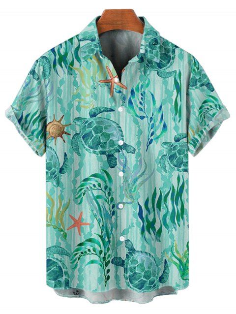 Chemise de Plage Goutte D'Eau Flottante Flottante Feuille Elliptique Imprimée à Manches Courtes