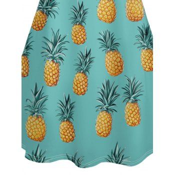 Pineapple Print V Neck Spaghetti Strap Mini Hawaii Vacation Dress