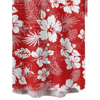 Hawaii Floral Print Vacation Shirt Button Up Short Sleeve Shirt
